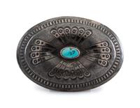 Silver and Turquoise Belt Buckle