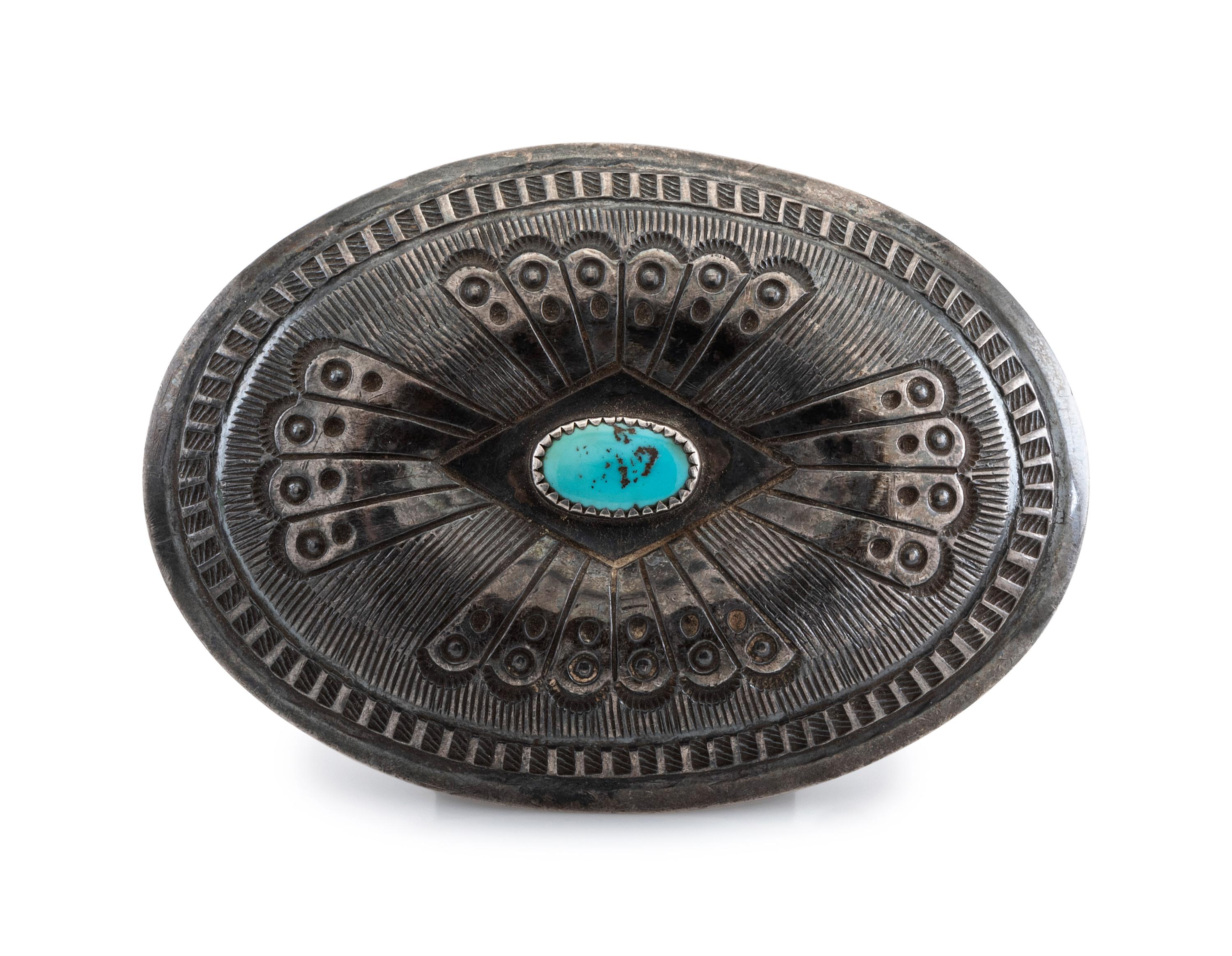 Silver and Turquoise Belt Buckle
