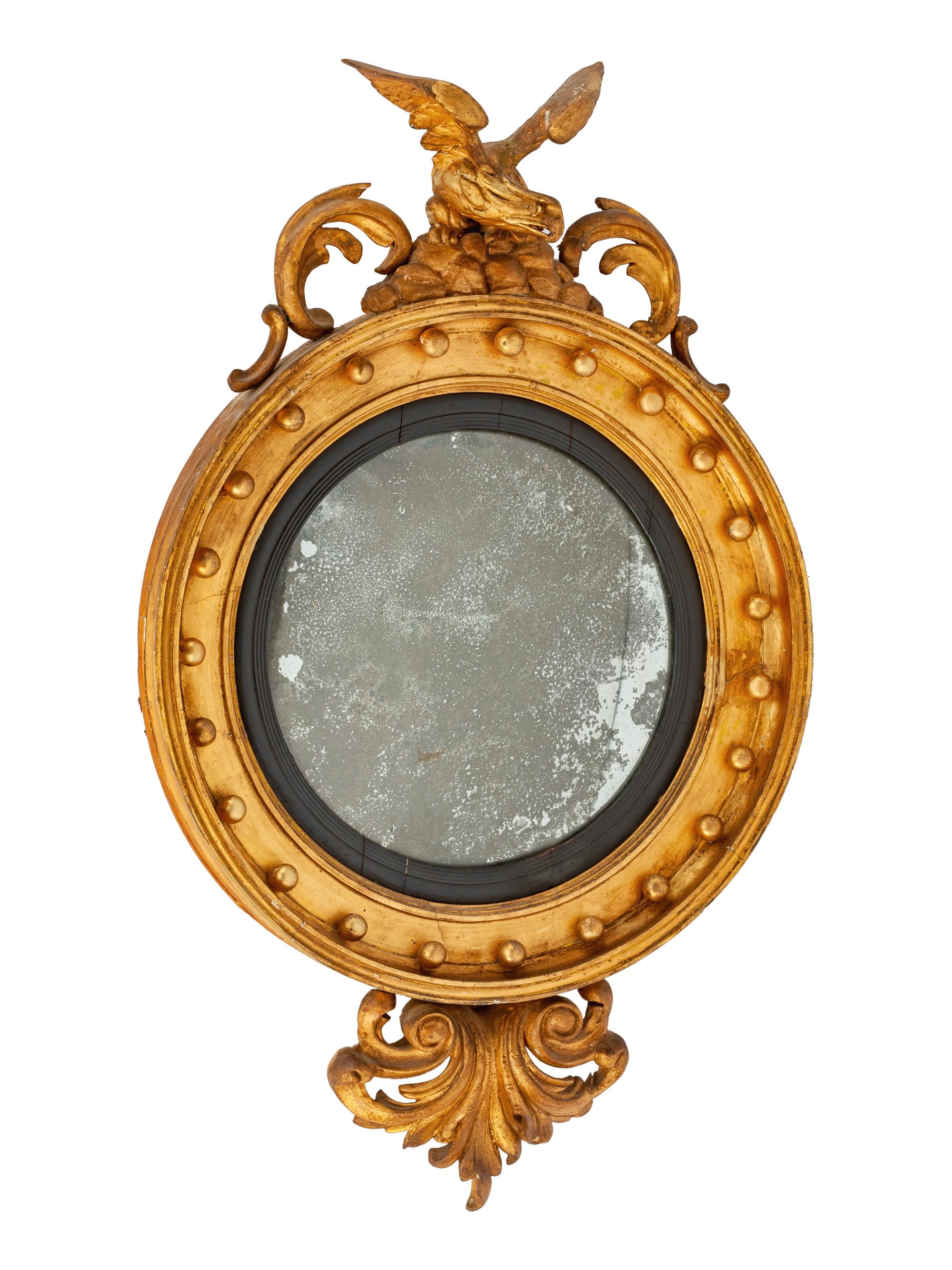 A Regency Style Giltwood Convex Mirror