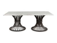 A Contemporary Iron and Carrara Marble Dining Table