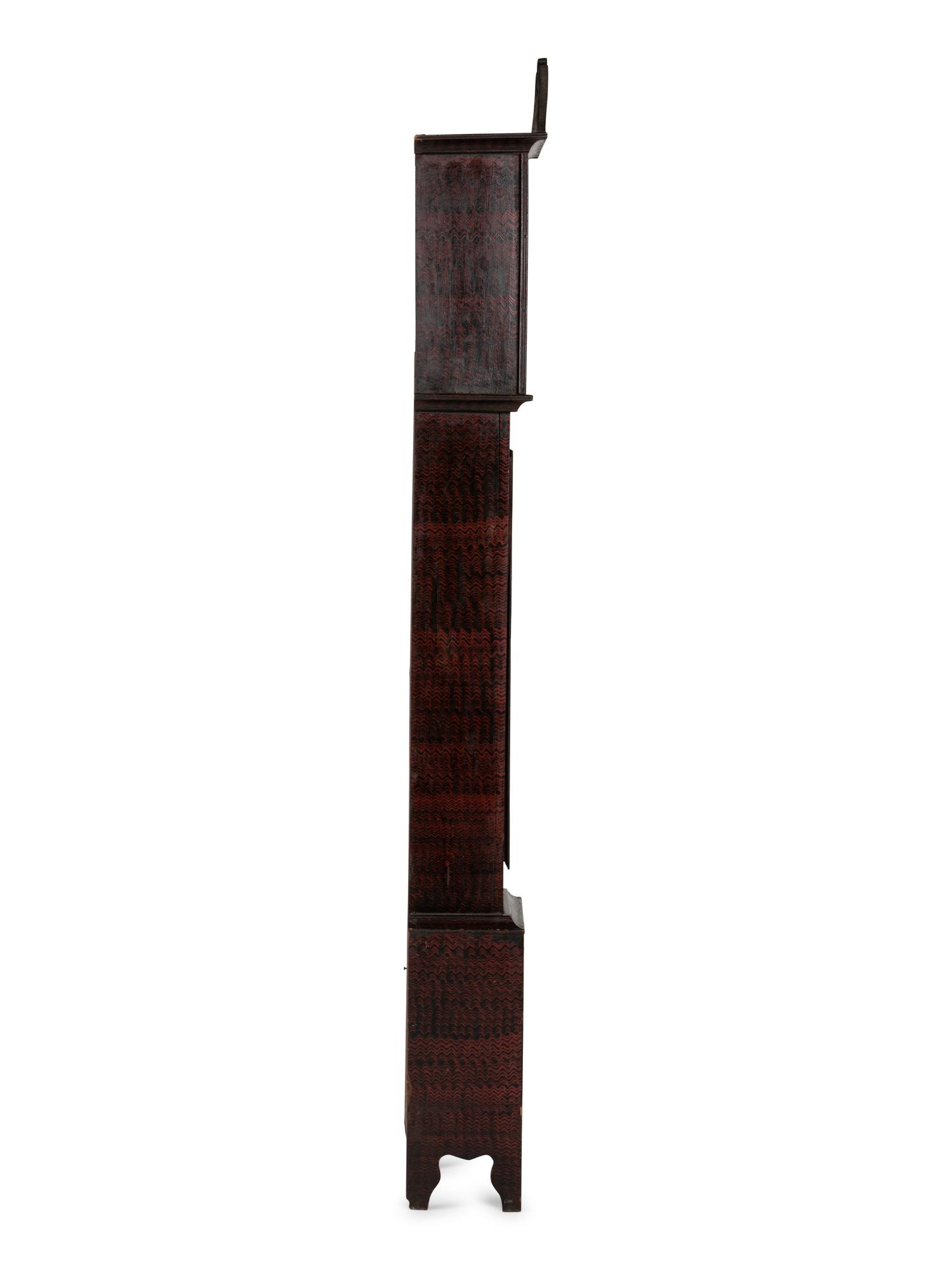 A Federal Red Grain-Painted Case Clock