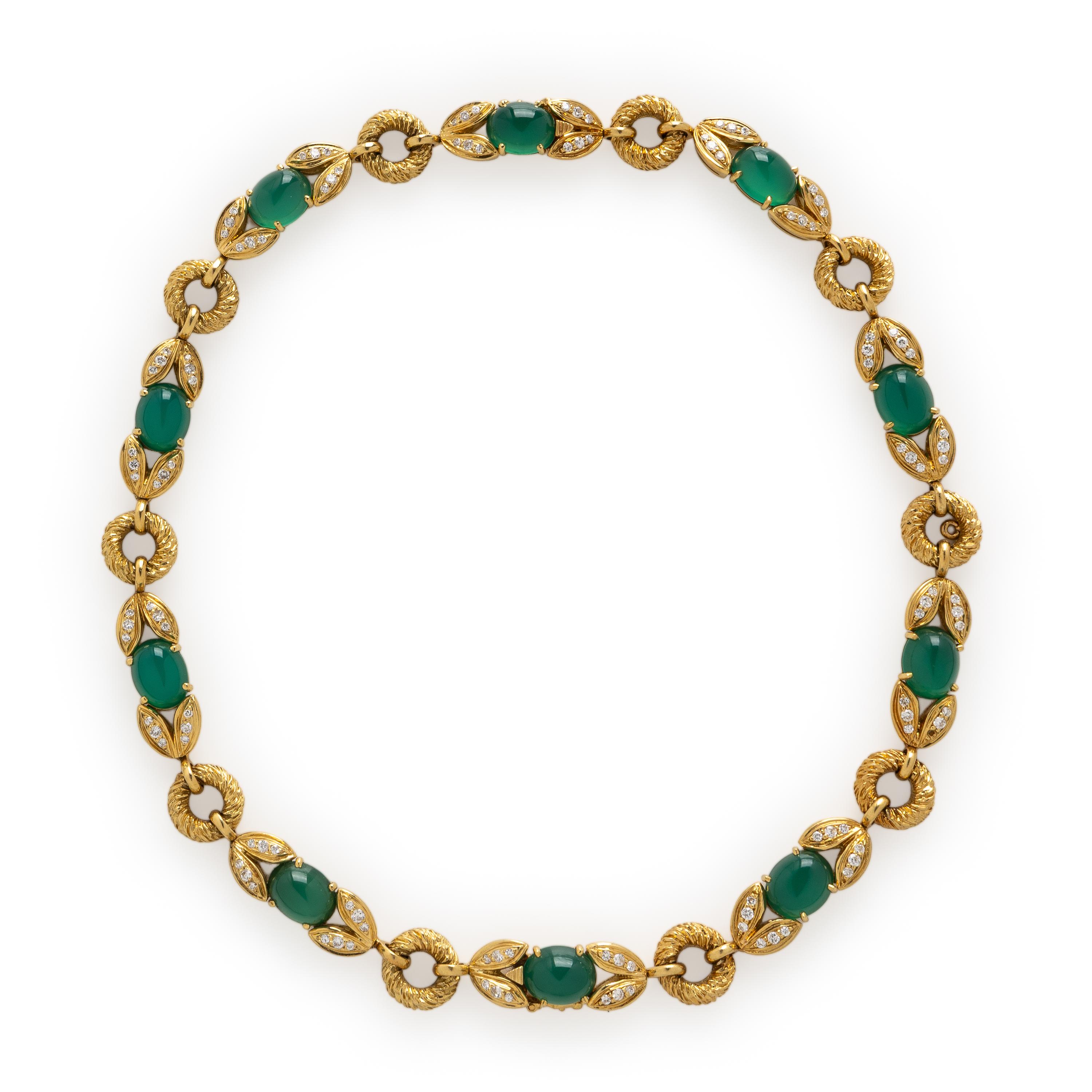 Van Cleef & Arpels, Yellow Gold, Chalcedony, and Diamond Convertible Necklace