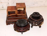 A Collection of Seventeen Hardwood Stands Height of largest 3 1/4 x width 9 5/8 x depth 7 7/8 inches.