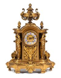 A Rococo Style Gilt-Bronze Mantel Clock
