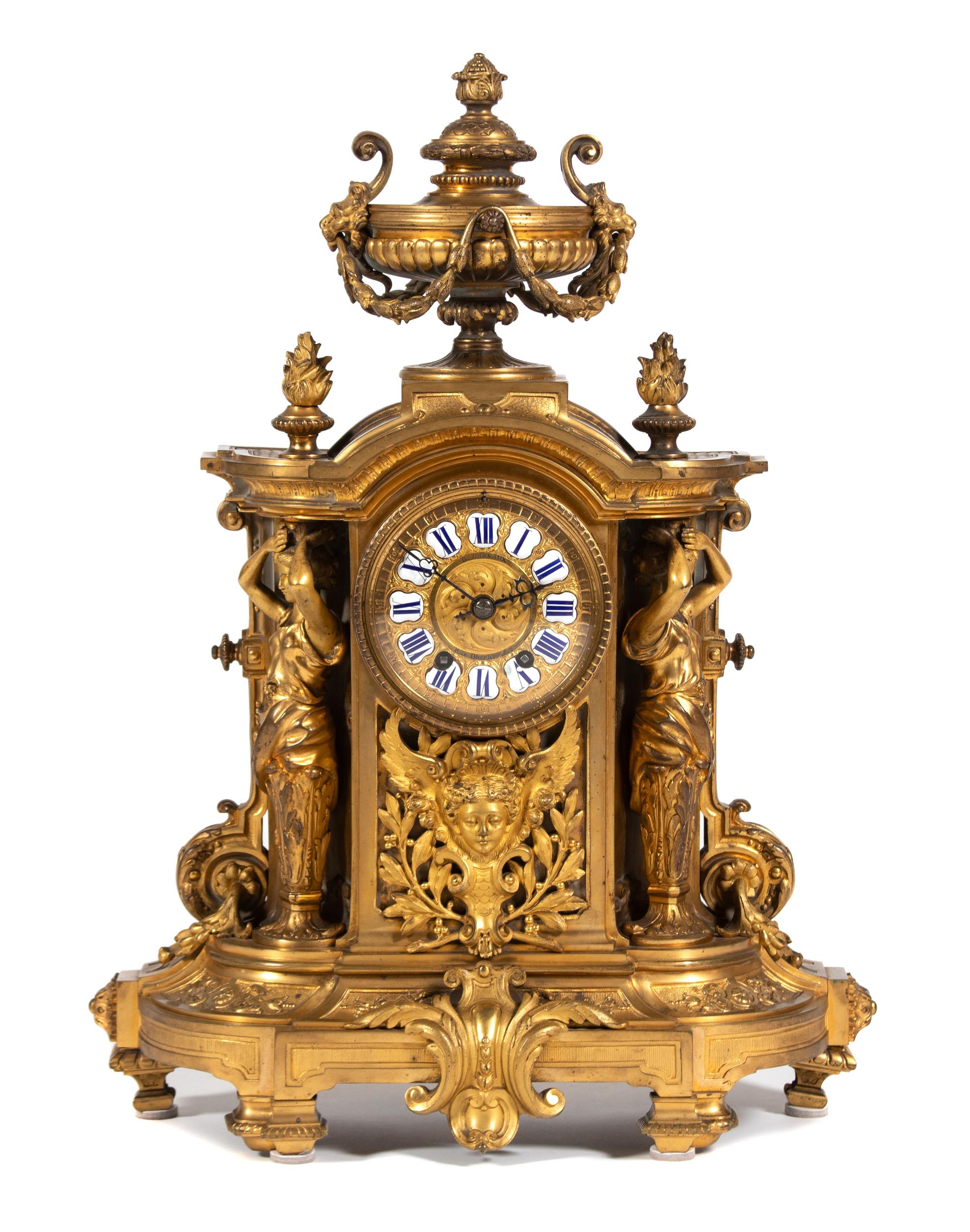 A Rococo Style Gilt-Bronze Mantel Clock