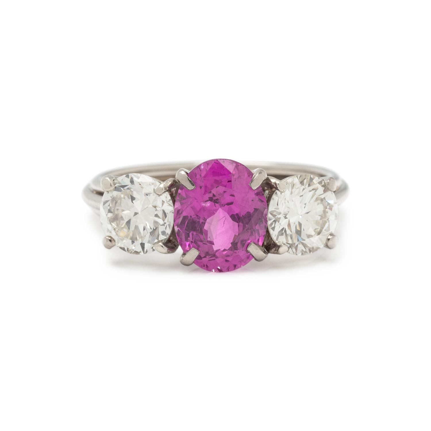 PINK SAPPHIRE AND DIAMOND RING
