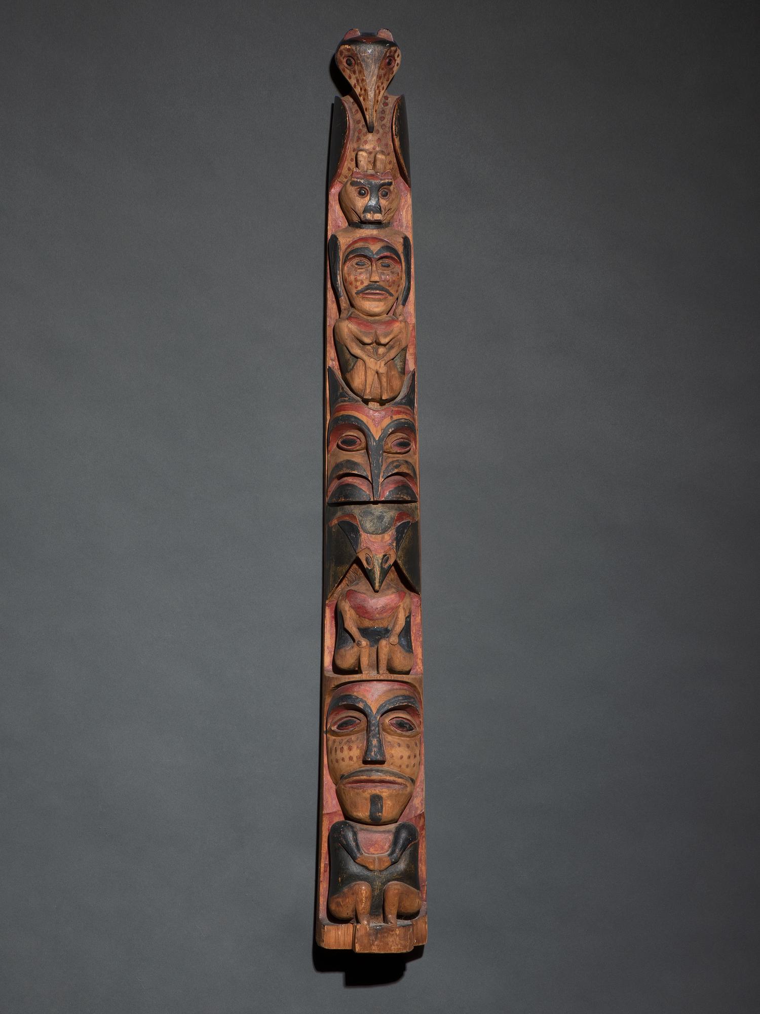 Northwest Coast Painted Model Totem Pole