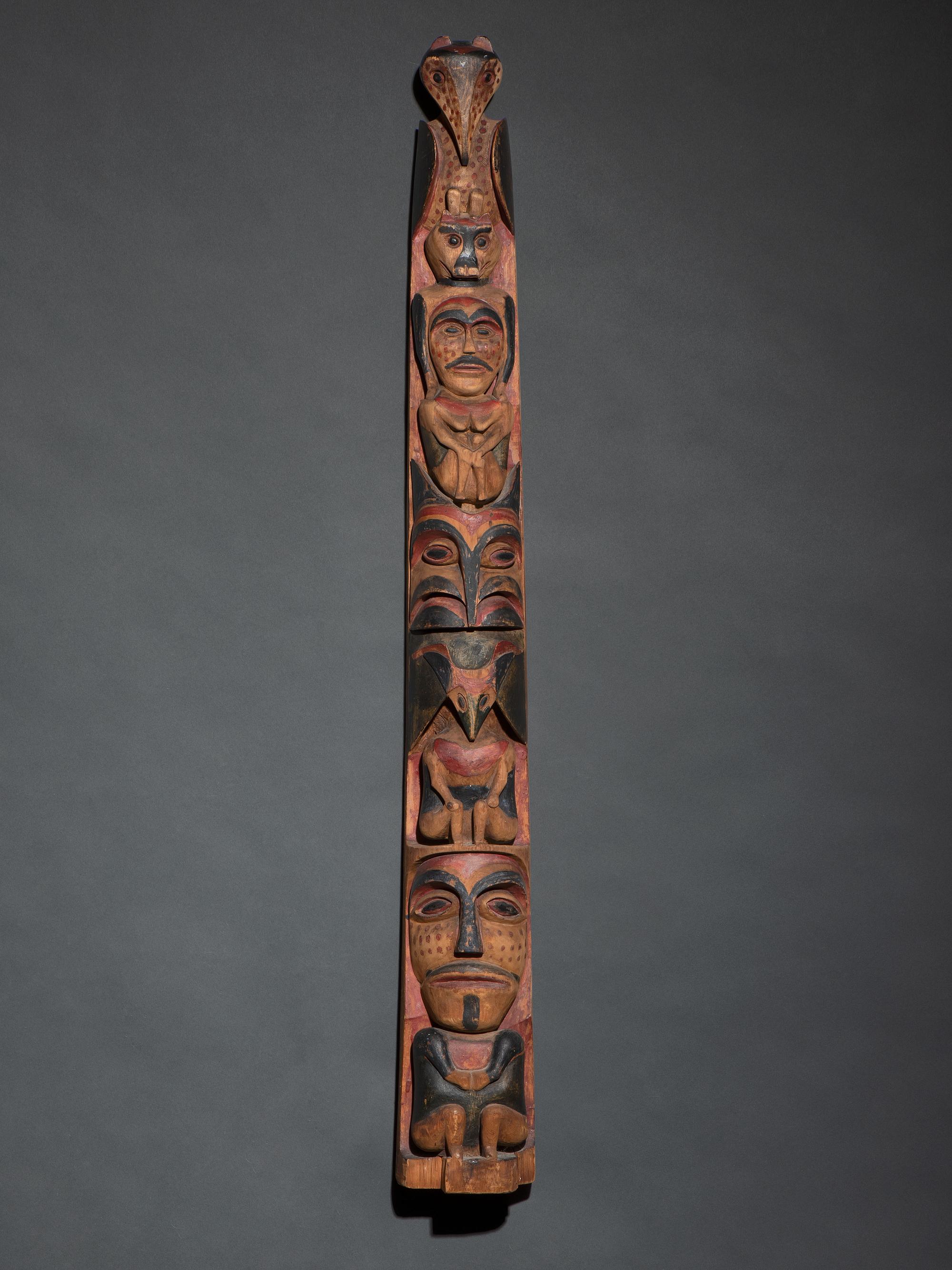 Northwest Coast Painted Model Totem Pole