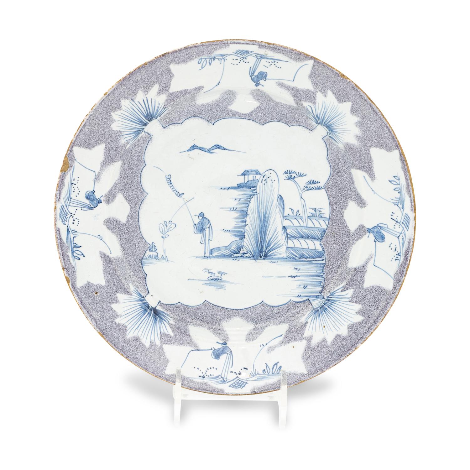 An English Delftware Wincanton Decorated Plate