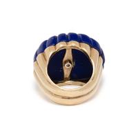 CARVED LAPIS LAZULI AND DIAMOND RING