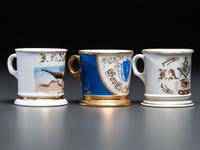 Three Fraternal Porcelain Shaving Mugs