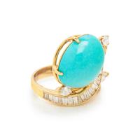 YELLOW GOLD, TURQUOISE, AND DIAMOND BYPASS COCKTAIL RING