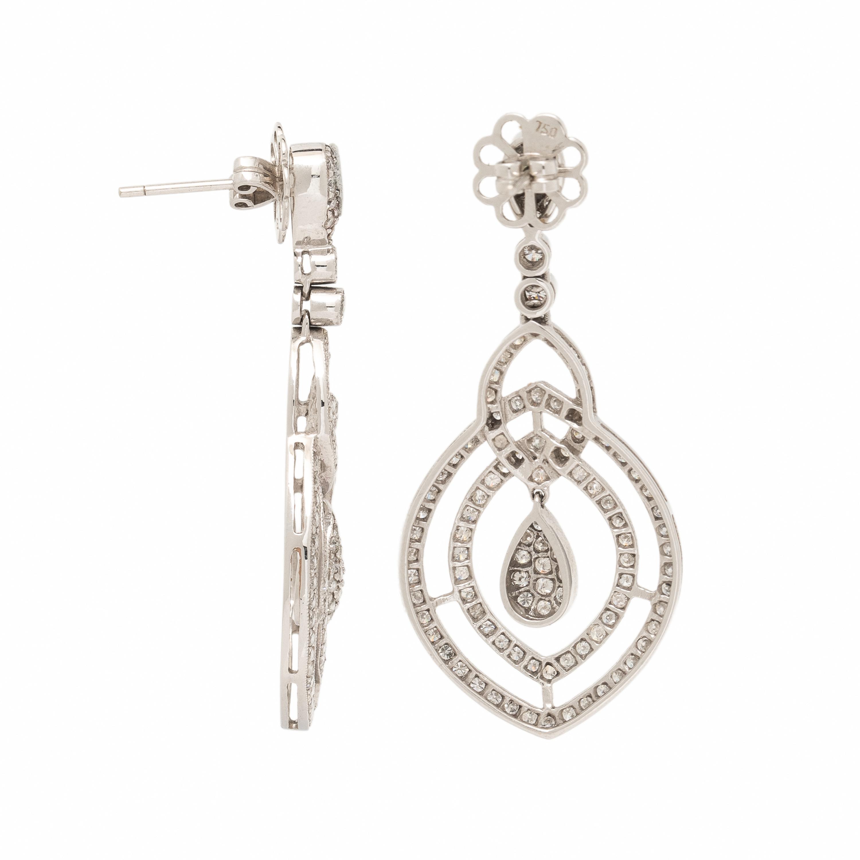 Diamond and White Gold Pendant Earrings