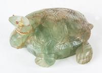 A Chinese Carved Hardstone Model of a Turtle Length 6 inches.
