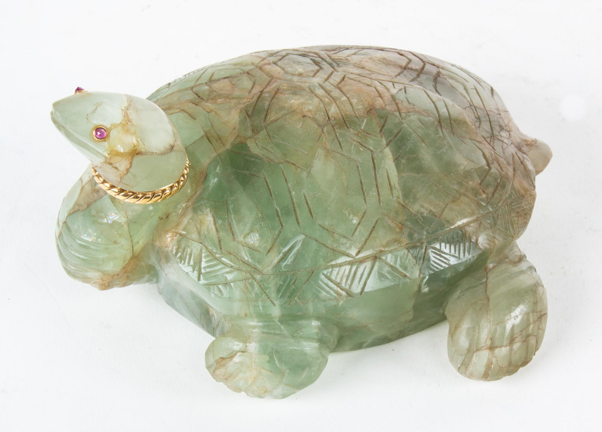 A Chinese Carved Hardstone Model of a Turtle Length 6 inches.