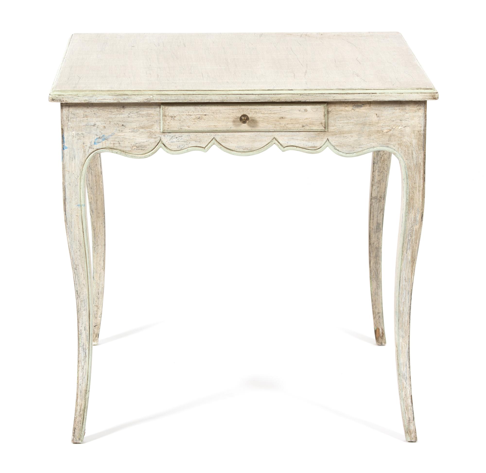 A Louis XV Style Carved and Painted Game Table Height 29 x width 30 x depth 30 inches. — 20TH CENTURY