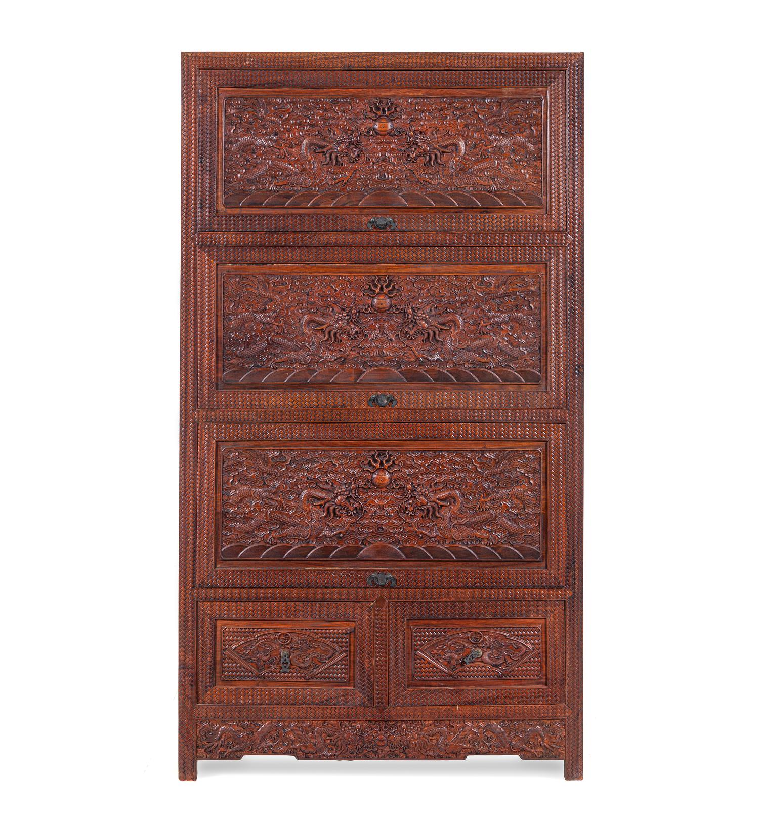 A Carved Huanghuali 'Dragon' Cabinet
