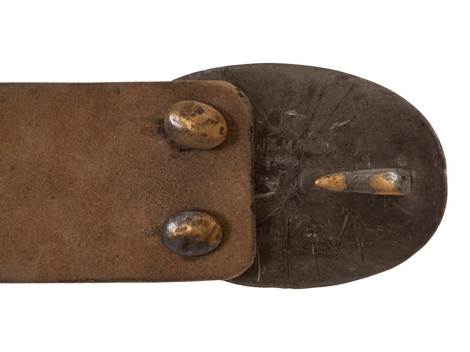 [CIVIL WAR]. Fragment of belt with Model 1839 "US" plate, identified to 2nd Maryland Infantry Regiment.