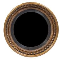An Ebonized and Parcel Gilt Bullseye Mirror, Diameter 26 1/4 inches.