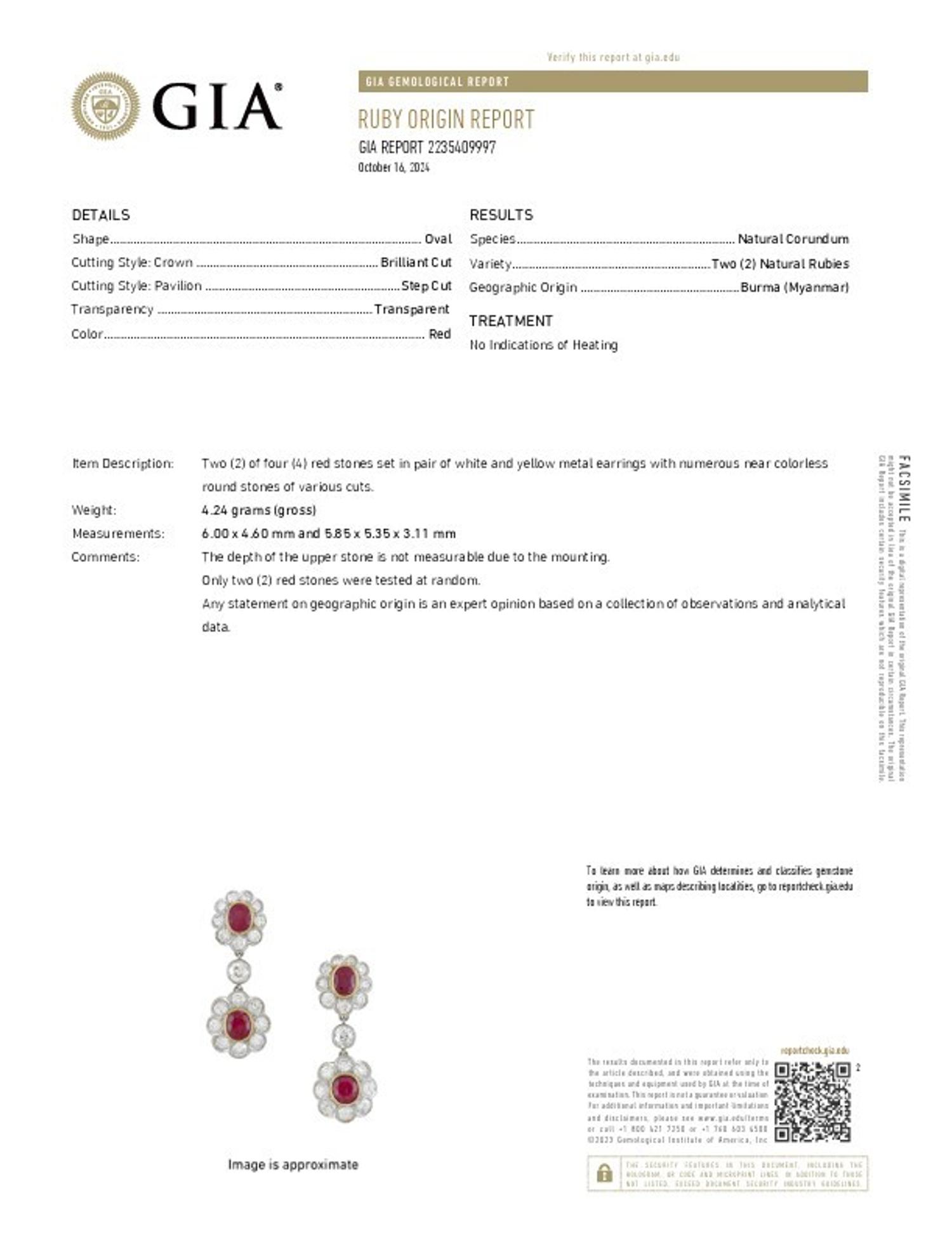 BURMESE RUBY AND DIAMOND EARRINGS