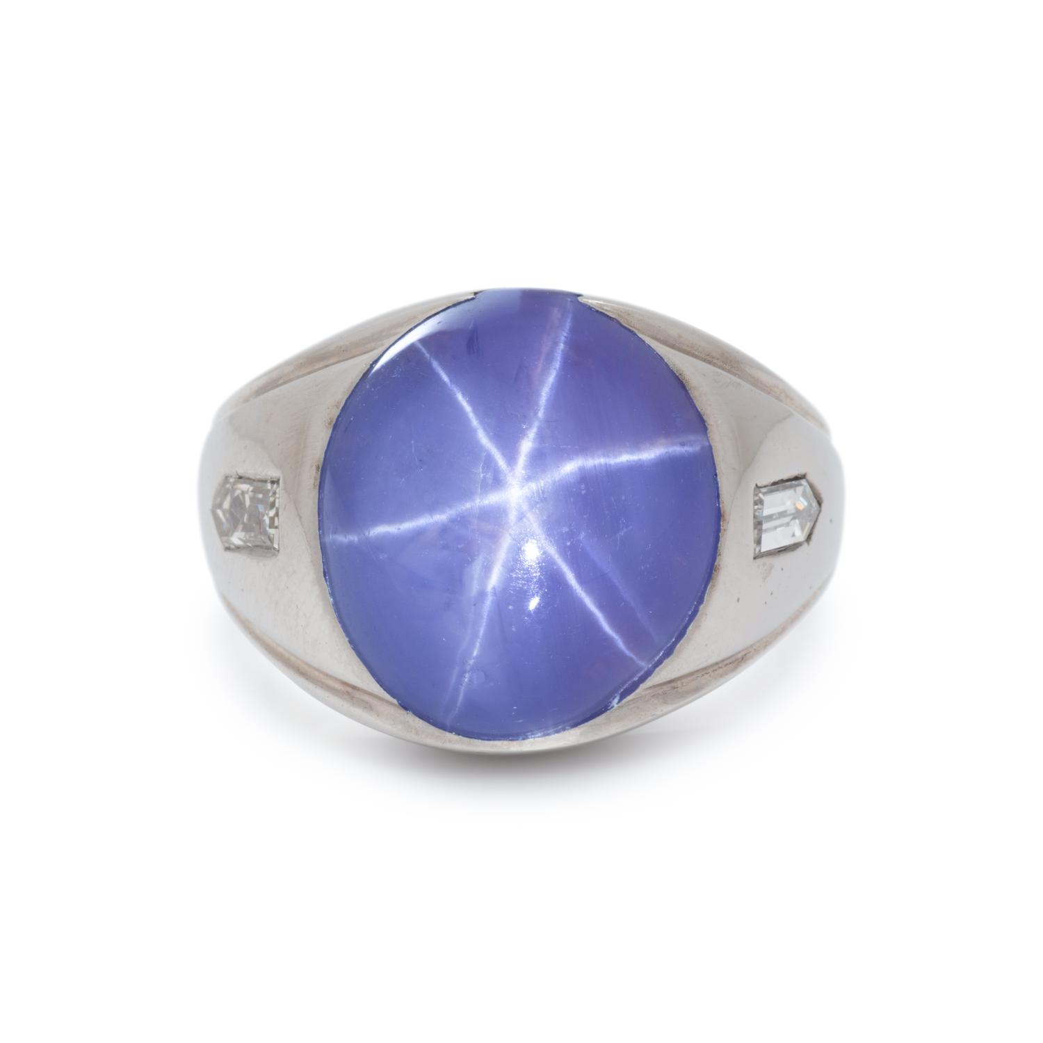 STAR SAPPHIRE AND DIAMOND RING
