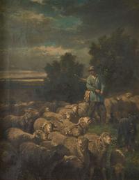 Charles Emile Jacque (French 1813-1894) - Herder and His Flock