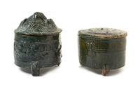Two Chinese Green Glazed Pottery Hill Jars, Lian Height of largest 8 inches. — HAN DYNASTY