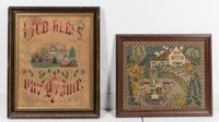 Two Needlepoint Panels Height of larger 14 1/2 x width 18 inches. — 20TH CENTURY
