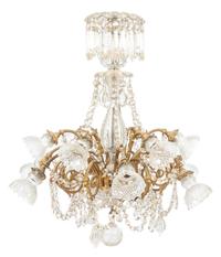 A Gilt Bronze and Cut Glass Twelve-Light Chandelier Height 43 inches.