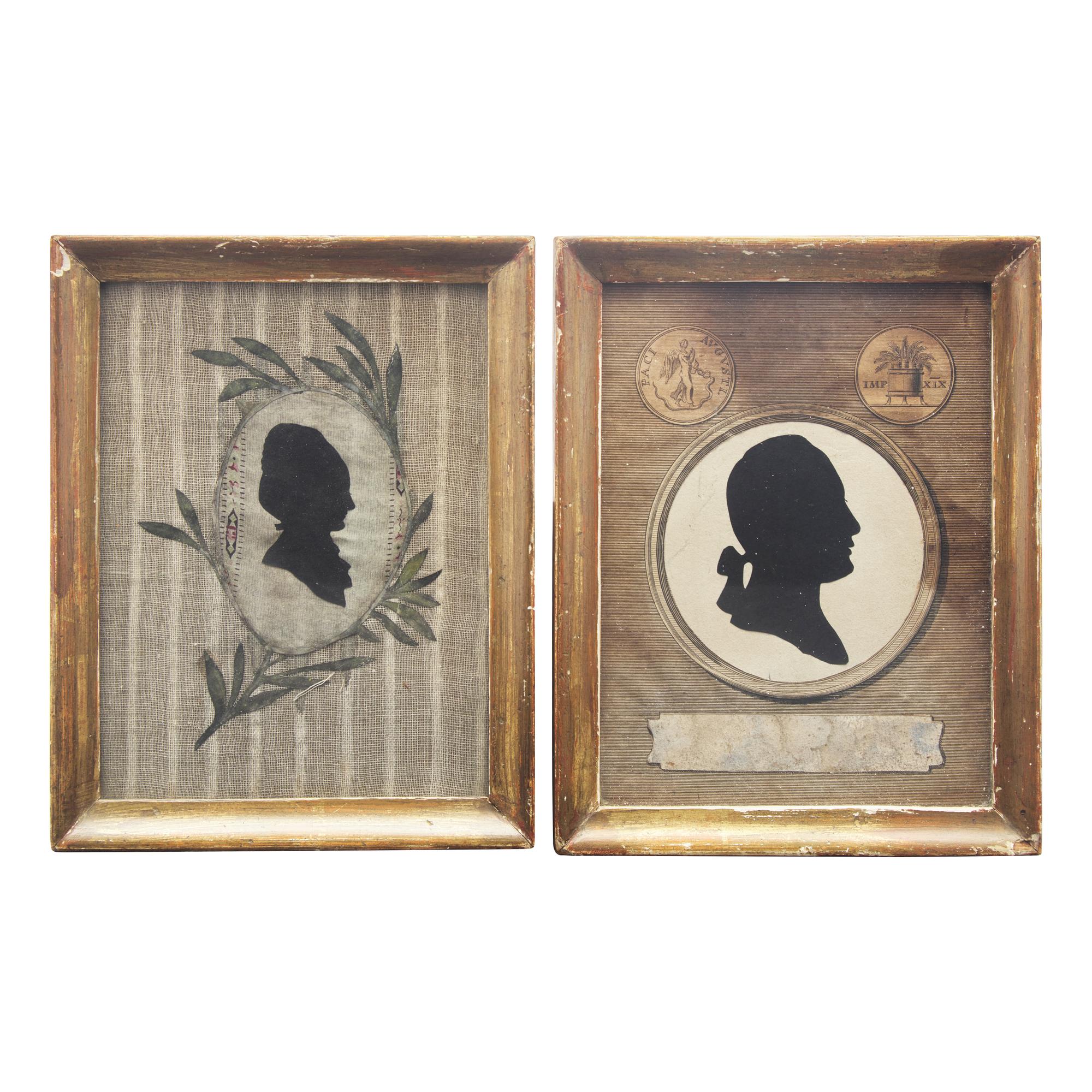 Anglo-Continental School 18th Century, Two Silhouette Profile Portraits: A Lady and Gentleman