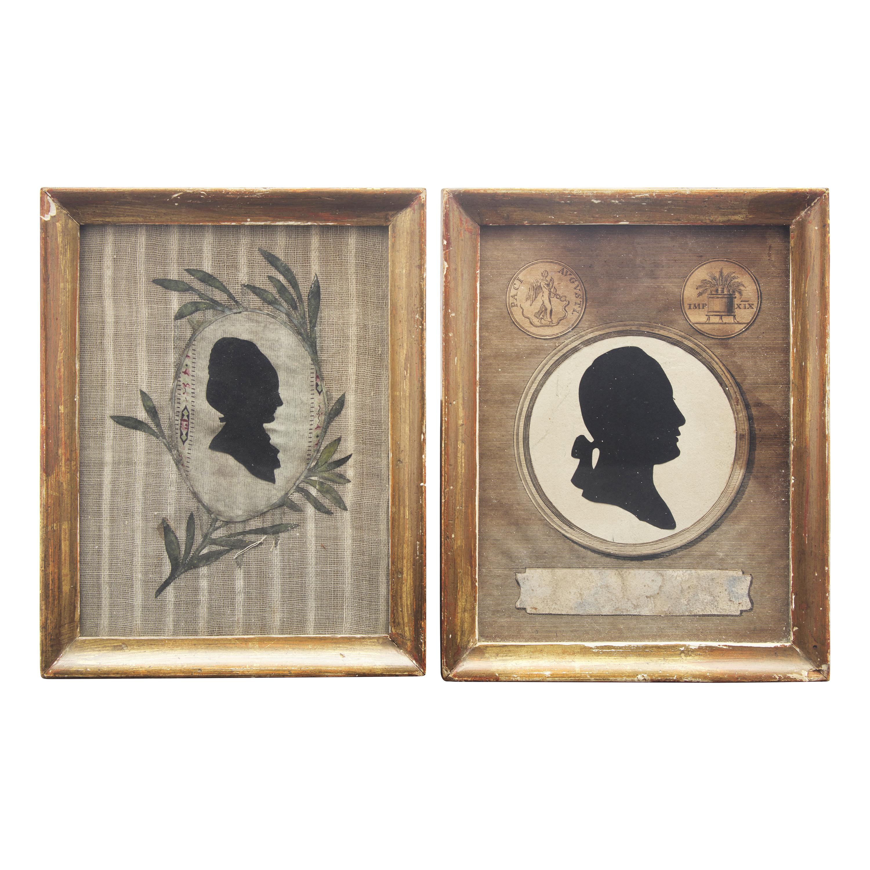 Anglo-Continental School 18th Century, Two Silhouette Profile Portraits: A Lady and Gentleman