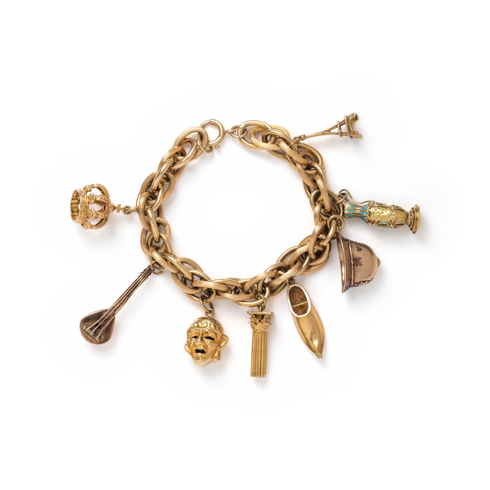 YELLOW GOLD CHARM BRACELET