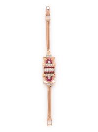 HAMILTON, RETRO, 14K ROSE GOLD, RUBY AND DIAMOND SURPRISE WRISTWATCH