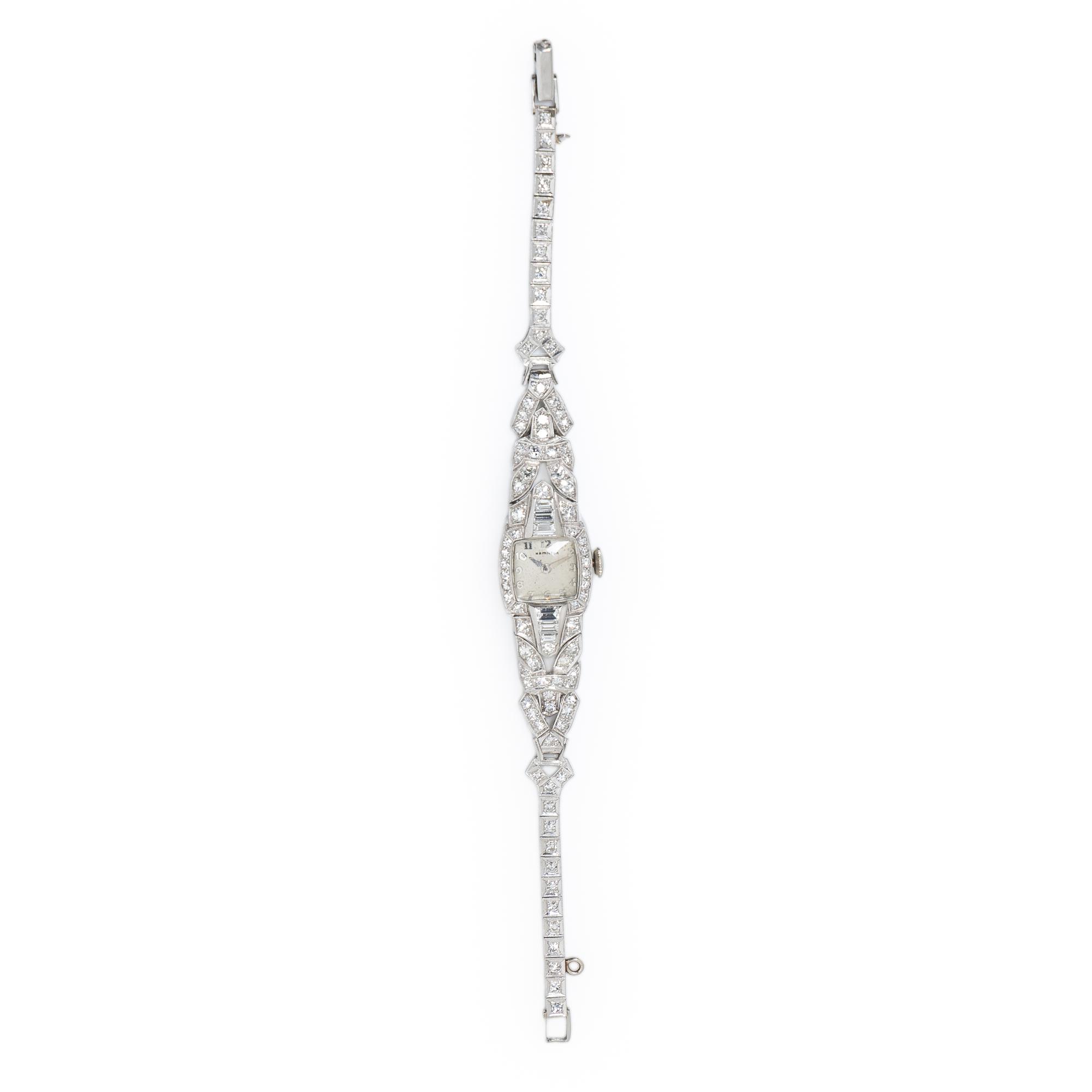 HAMILTON, ART DECO, DIAMOND AND PLATINUM WATCH