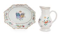 A Chinese Export Armorial Ewer and Basin Height of ewer 9 1/4 inches. — MID-18TH CENTURY