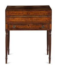 A Late Federal Brass-Mounted Mahogany and Maple Campaign Desk