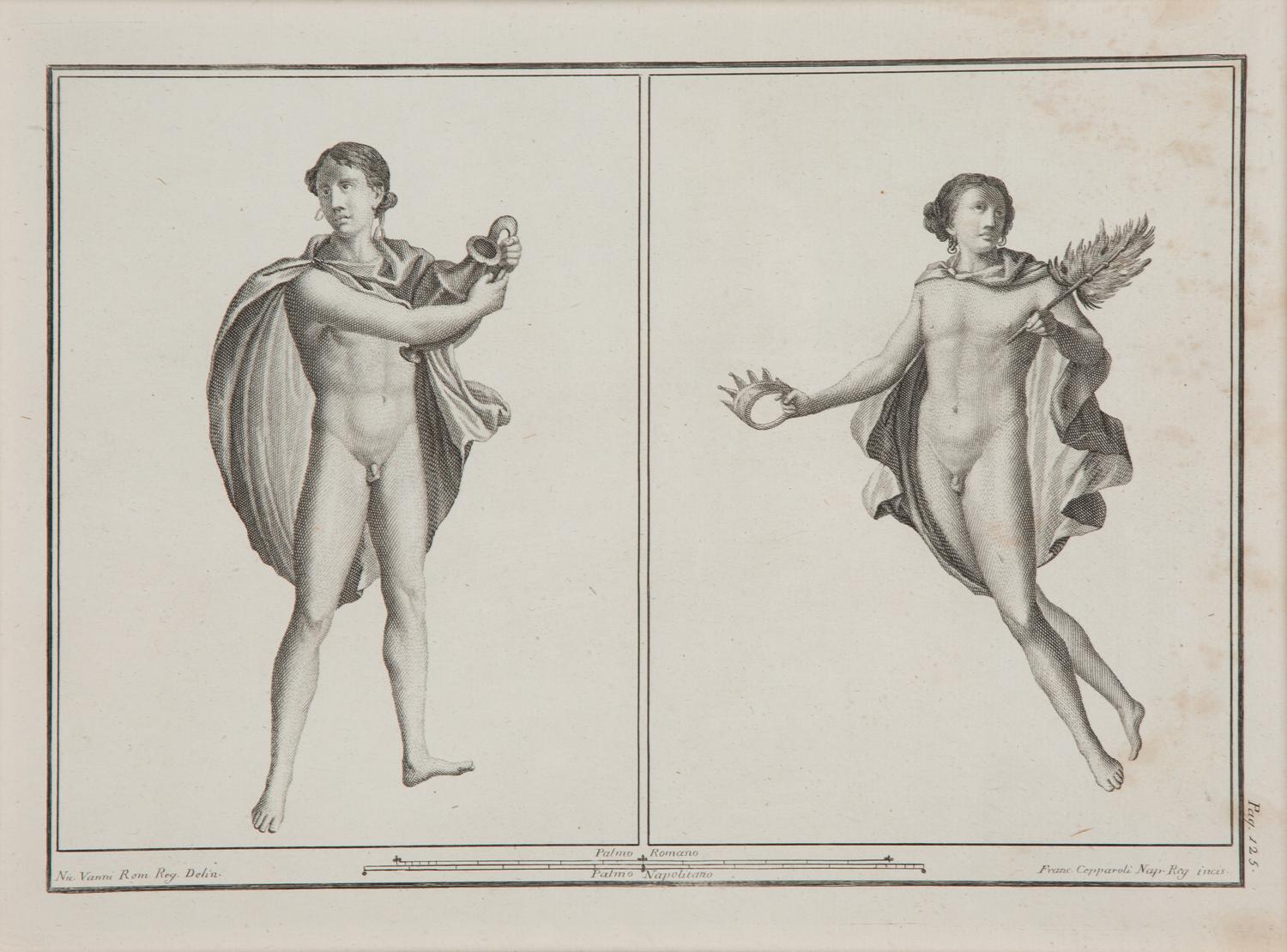 A Pair of Italian Engravings in Parcel Gilt and Ebonized Frames — 18TH CENTURY