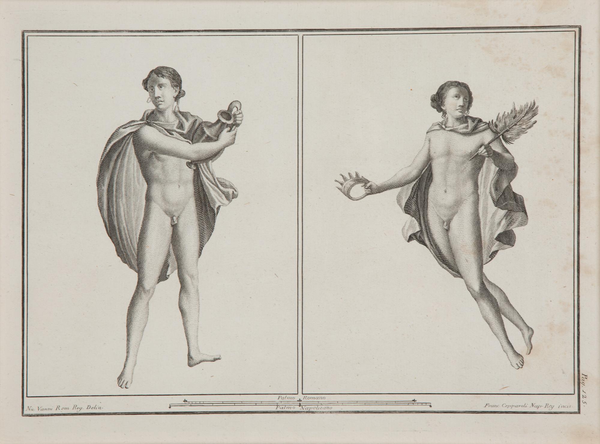 A Pair of Italian Engravings in Parcel Gilt and Ebonized Frames — 18TH CENTURY
