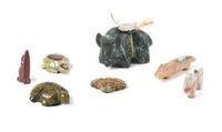 Eight Carved Stone Zuni Fetishes Height of largest 2 1/2 inches