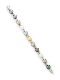 MULTICOLOR CULTURED PEARL, DIAMOND, AND WHITE GOLD BRACELET