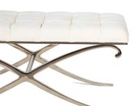 A Contemporary Curule-Form Chrome and Upholstered Bench — 20TH CENTURY
