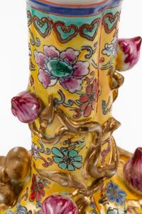 A Pair of Chinese Export Famille Jaune "Peach" Vases