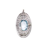 ART DECO, AQUAMARINE AND DIAMOND PENDANT/BROOCH