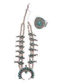 Native American Squash Blossom Necklace and Bracelet