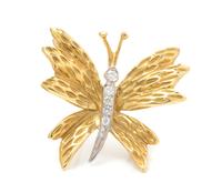 An 18 Karat Yellow Gold and Diamond Butterfly Brooch, Tiffany & Co., 2.90 dwts.