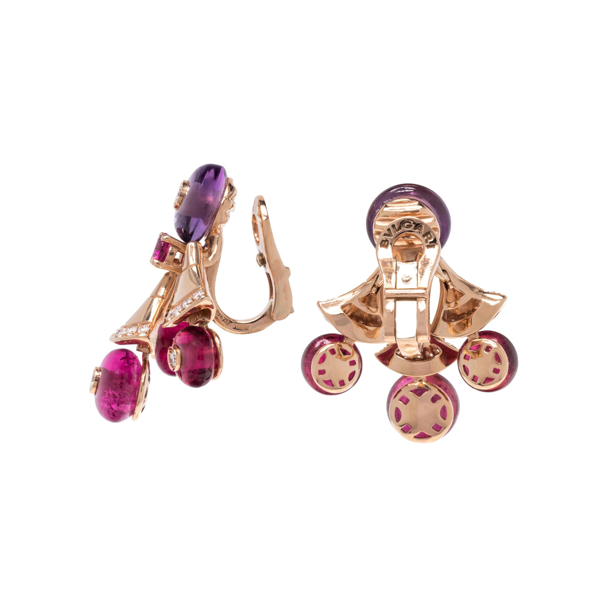 BVLGARI, AMETHYST, PINK TOURMALINE AND DIAMOND 'DIVAS' DREAM' EARCLIPS