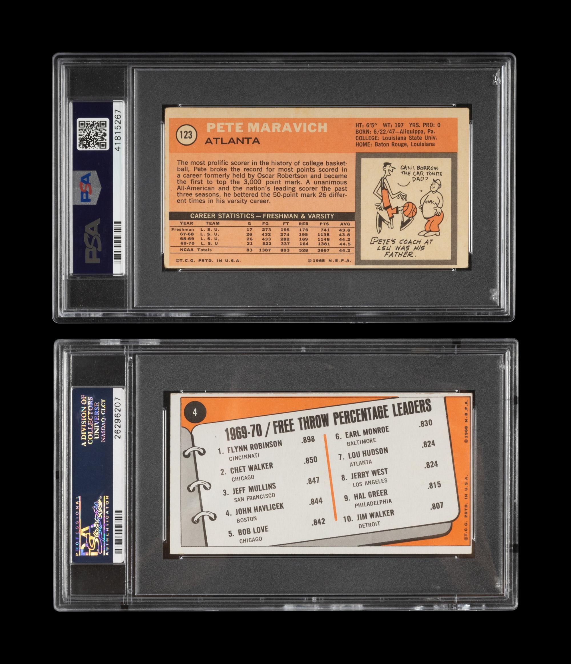 A Complete Set of 1970-71 Topps Basketball Cards Including Pete Maravich PSA Graded Rookie Card (175/175)