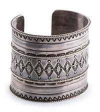 Wide Heavily Stamped Cuff Bracelet
