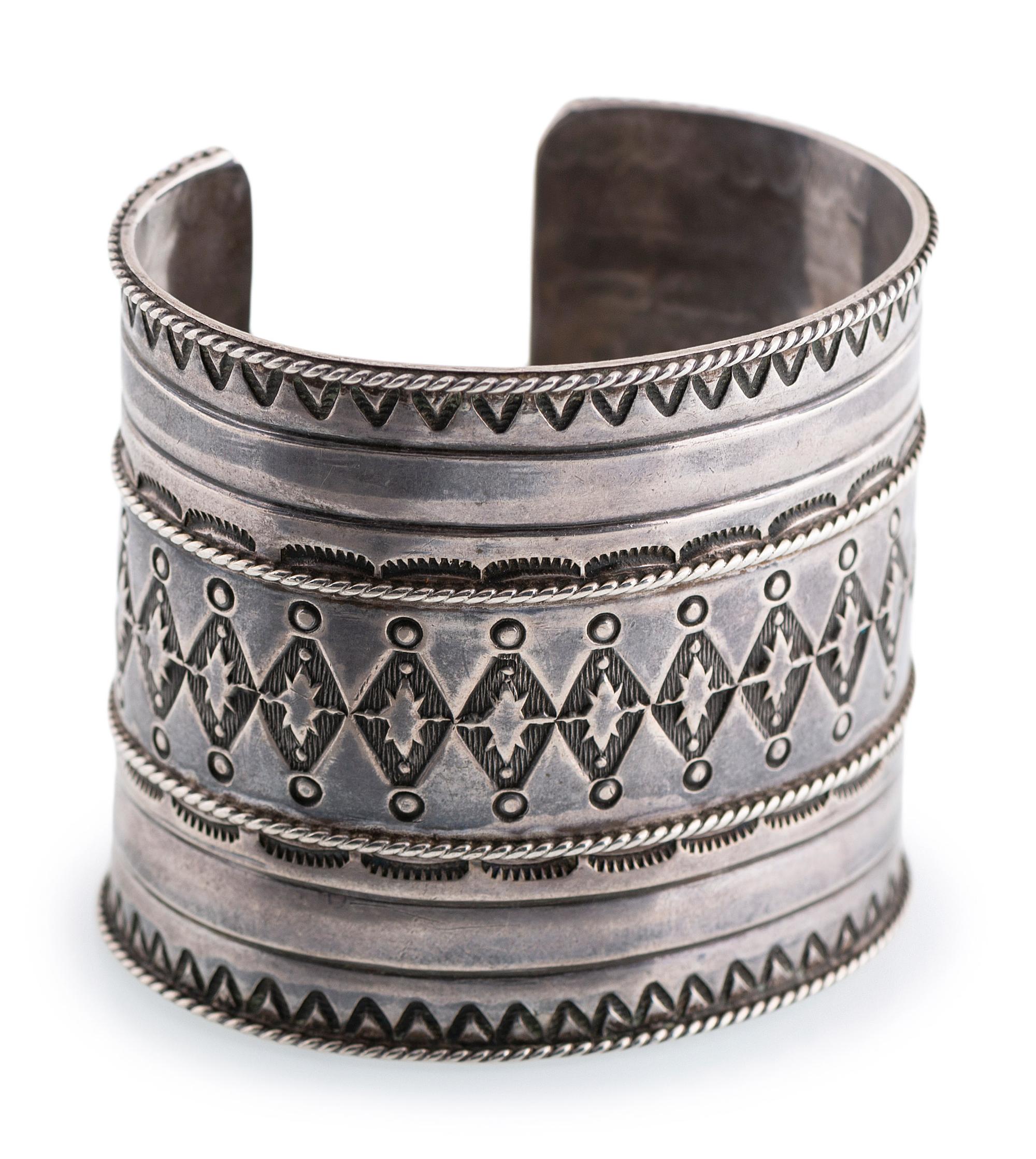 Wide Heavily Stamped Cuff Bracelet