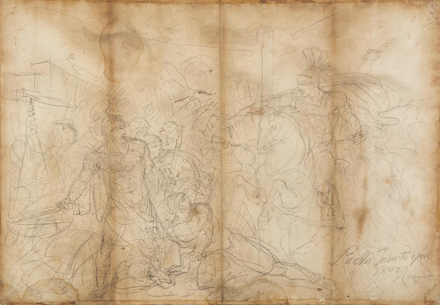 Marcus Furius Camillus liberating Rome from the Gauls & A Compositional study of the same subject , 1807 (a double-sided drawing)